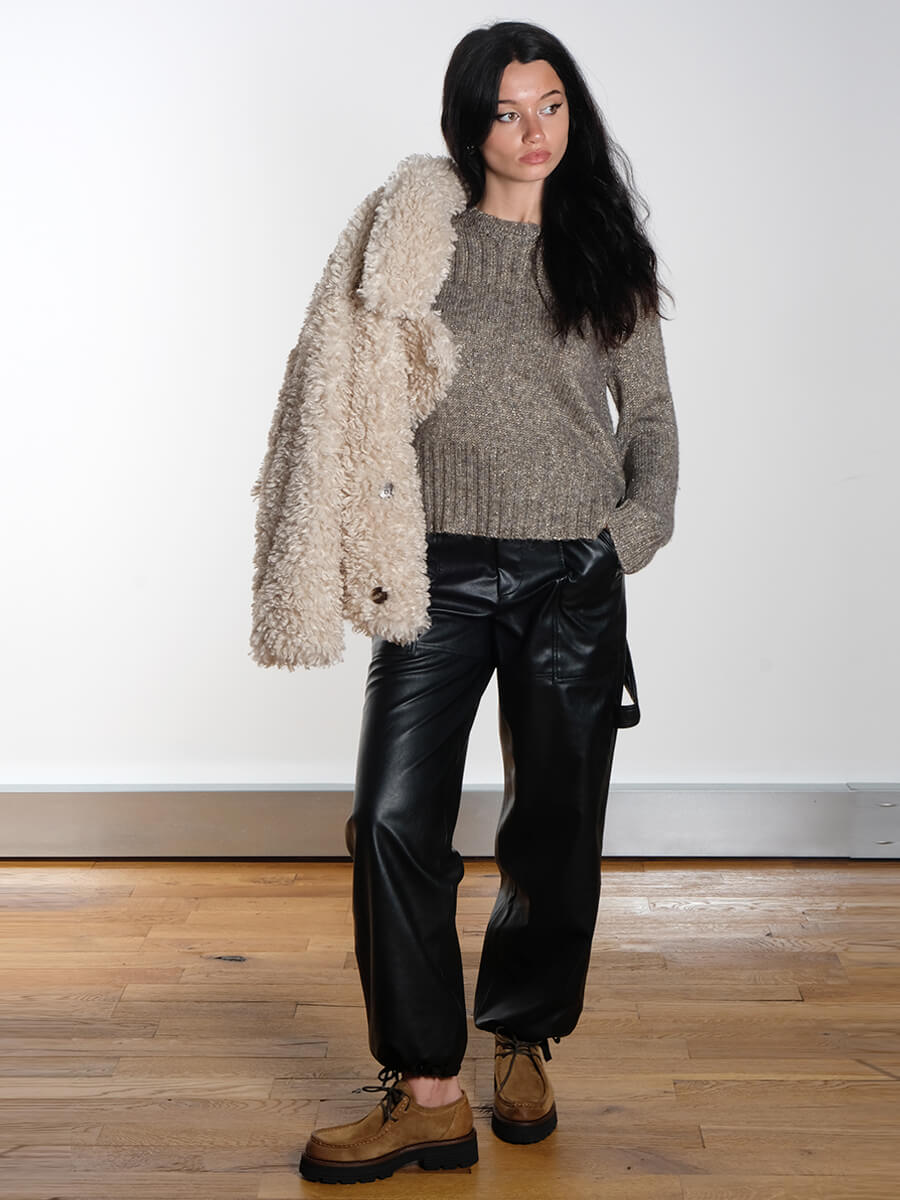 MUNTHE - Lohanna Knit
ESSENTIEL ANTWERP - Itao Pants - Black
GANNI - Leopard Printed Denim Lace-Up Ballerinas - Recycled Tech Festival Bag - Leopard