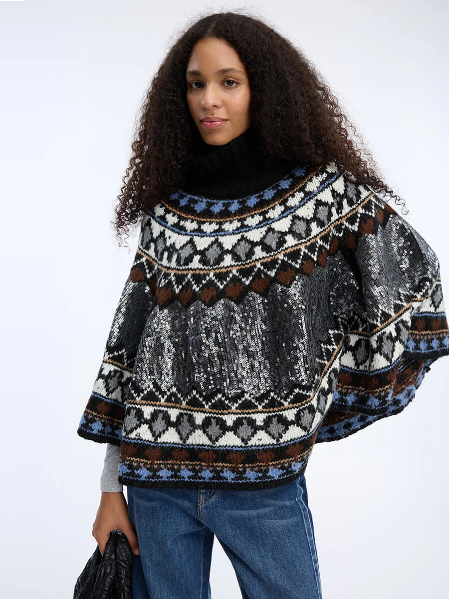 MUNTHE Verst Poncho - Mix Black