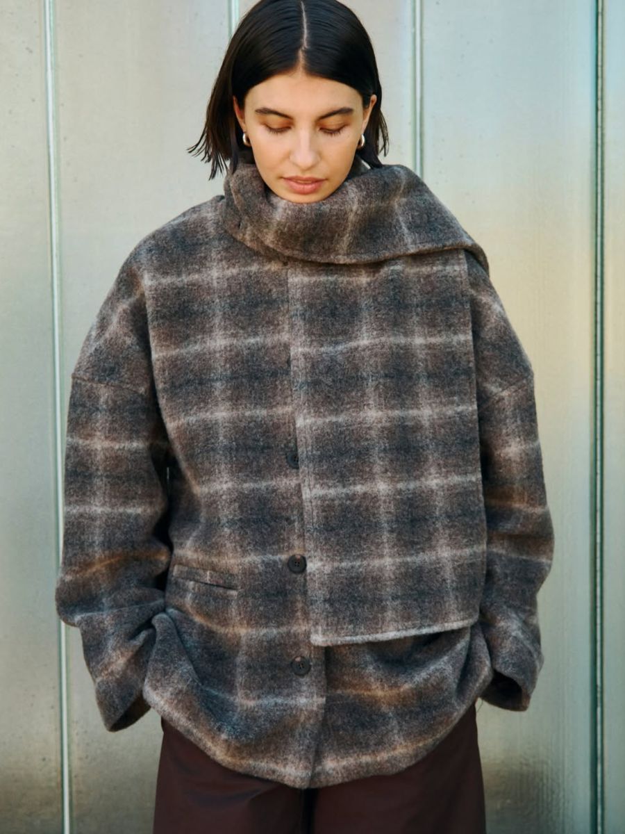 OBJECT Maise Scarf Jacket - Carafe Check