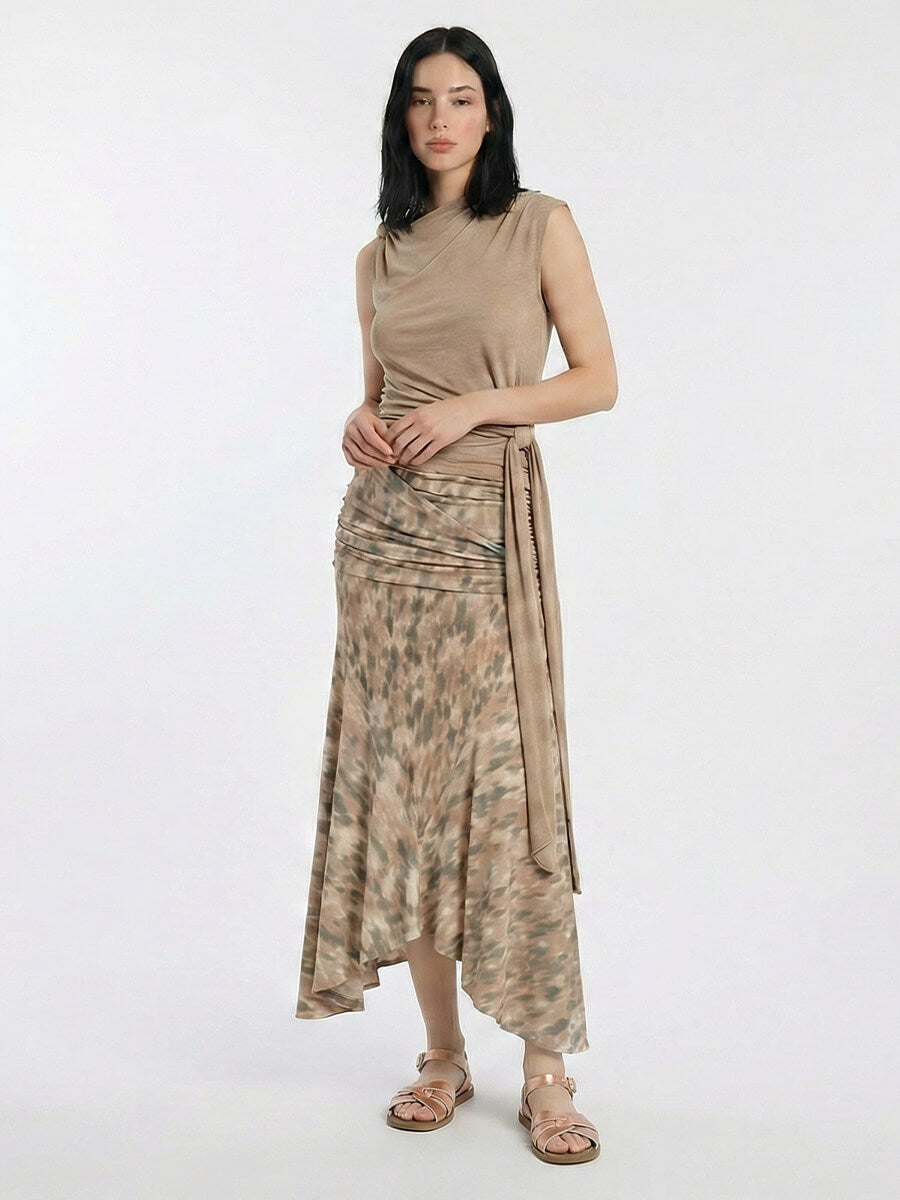 Ganni
Marl Mesh Draped Long Skirt - Burro