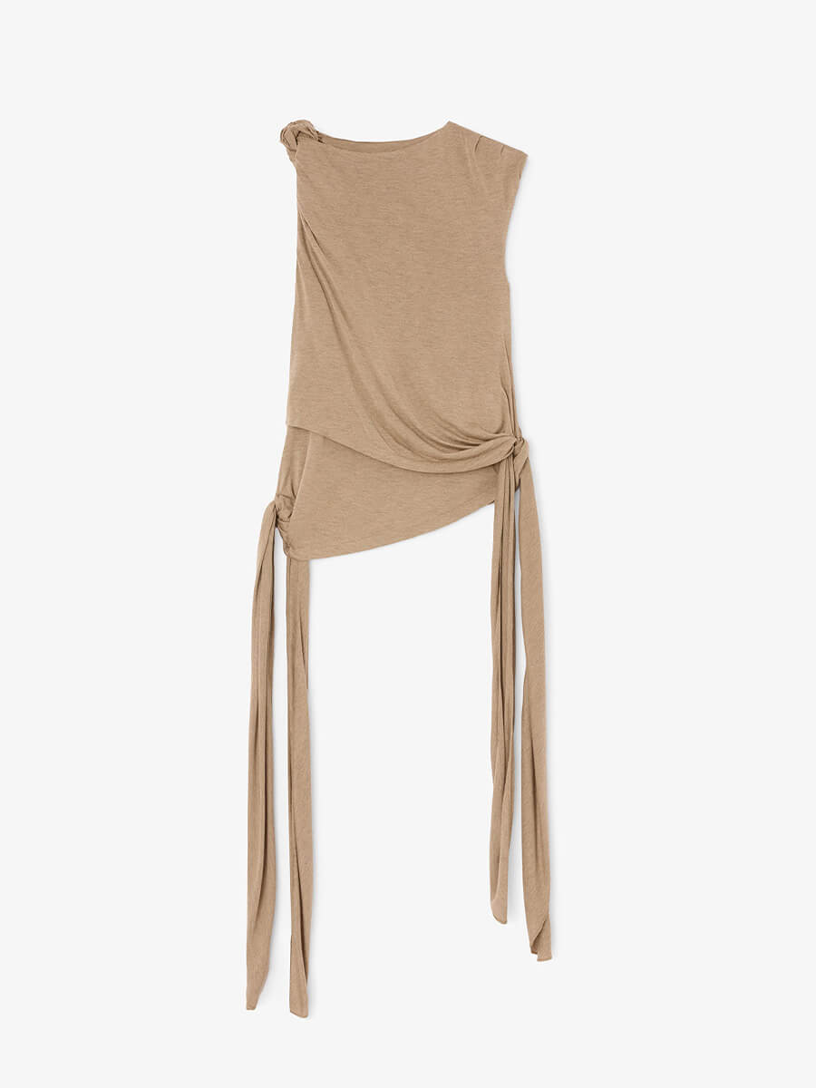 GANNI
Marl Mesh Tie Knot Top - Coca moca