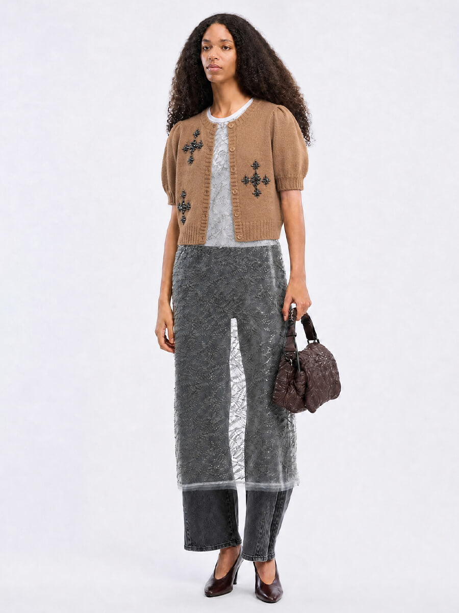 Munthe - Vocca Cardigan over Varika dress and jeans