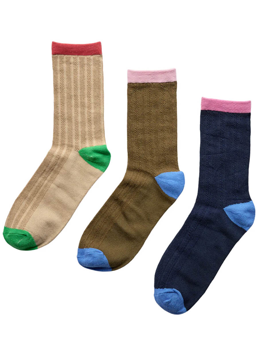 Numph- Nuwest Socks - Navy, Brown, Taupe
