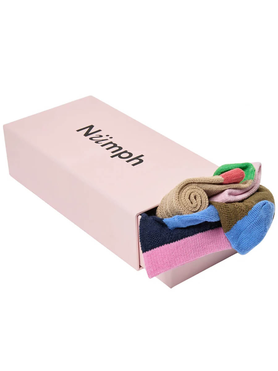 Numph- Nuwest Socks - Navy, Brown, Taupe