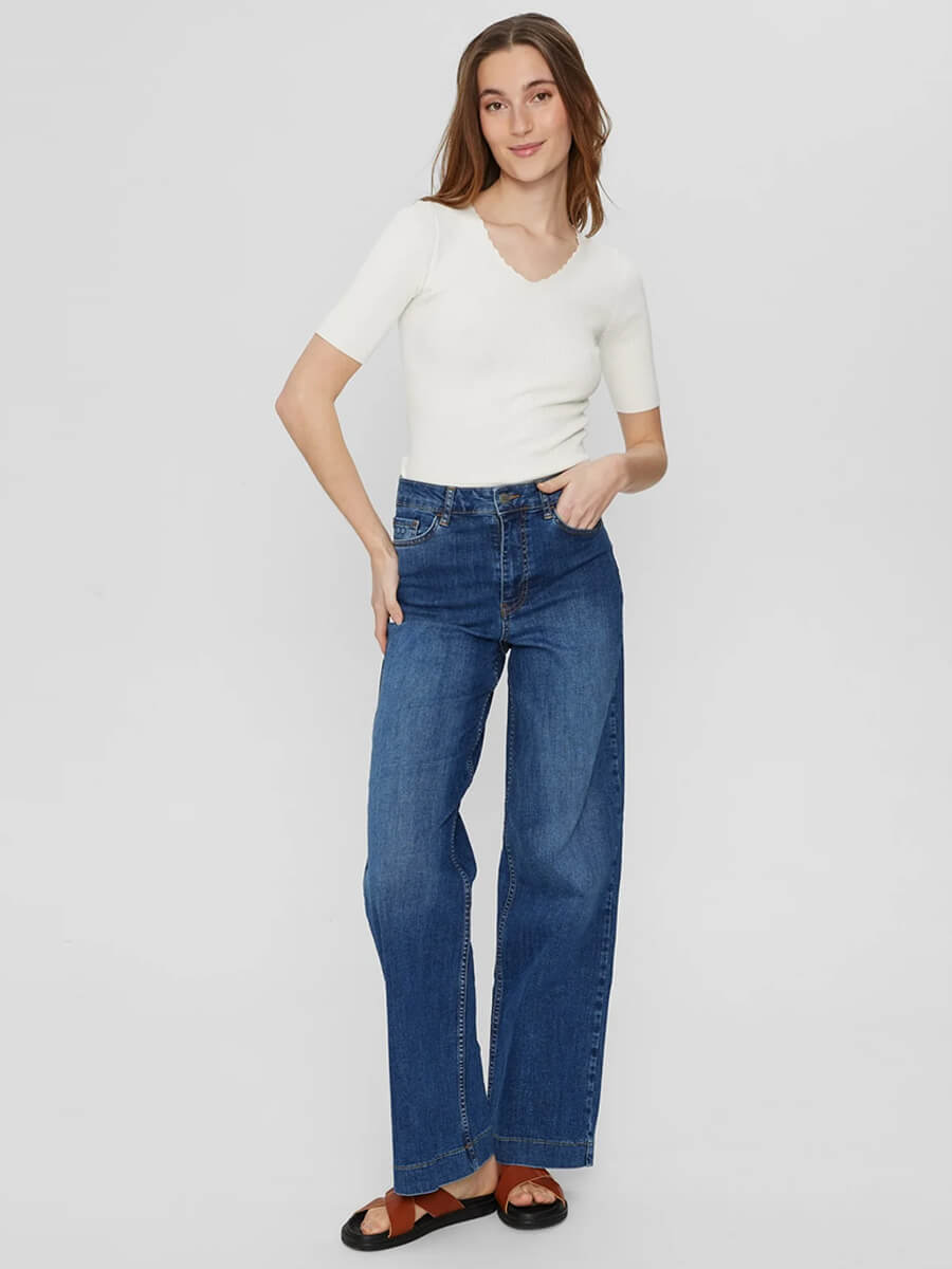 Numph Nuparis Long Jeans - Mid Blue