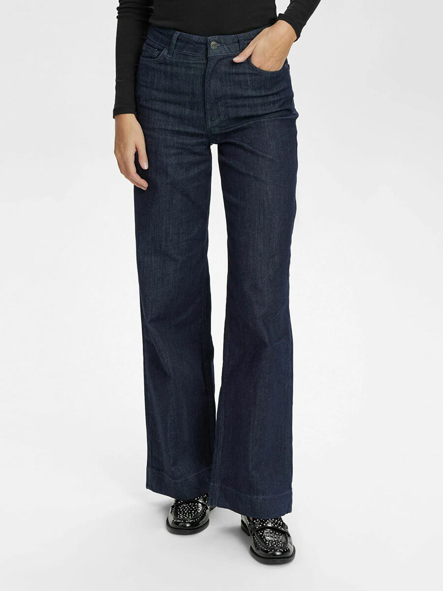 Numph - Nuparis Long Pants - Dark Denim Blue