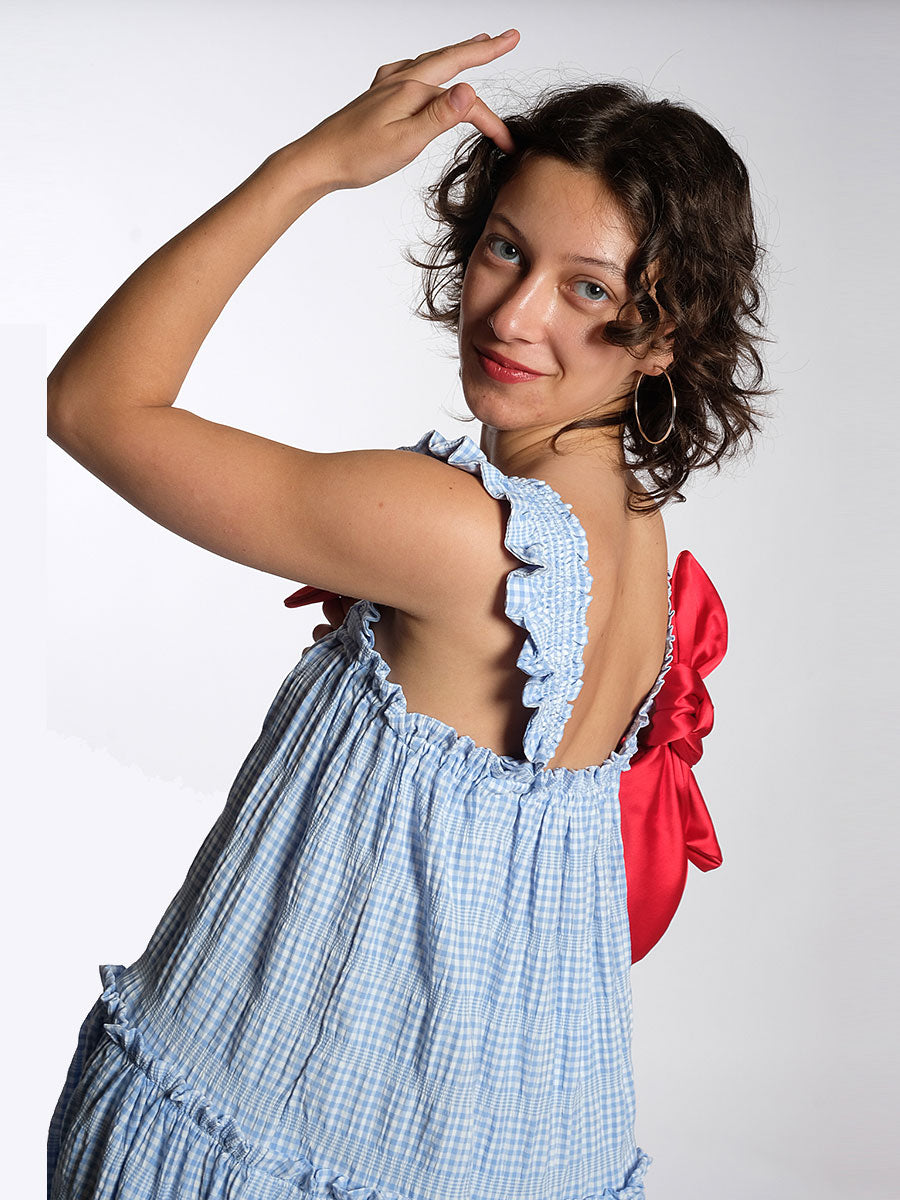 OBJECT--Azana-Gingham-Dress-Swedish-Blue