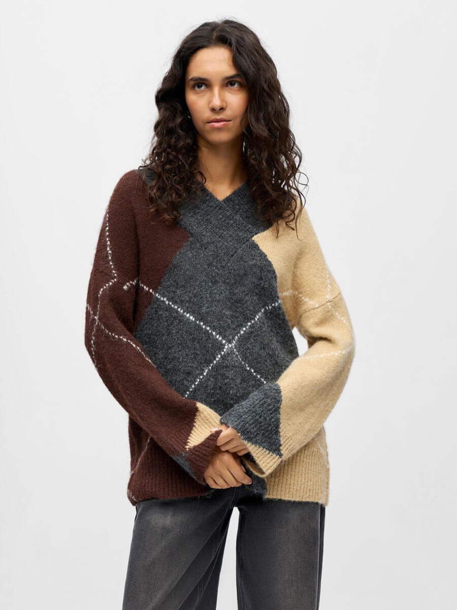 OBJECT Zena Argyle Knitted Jumper