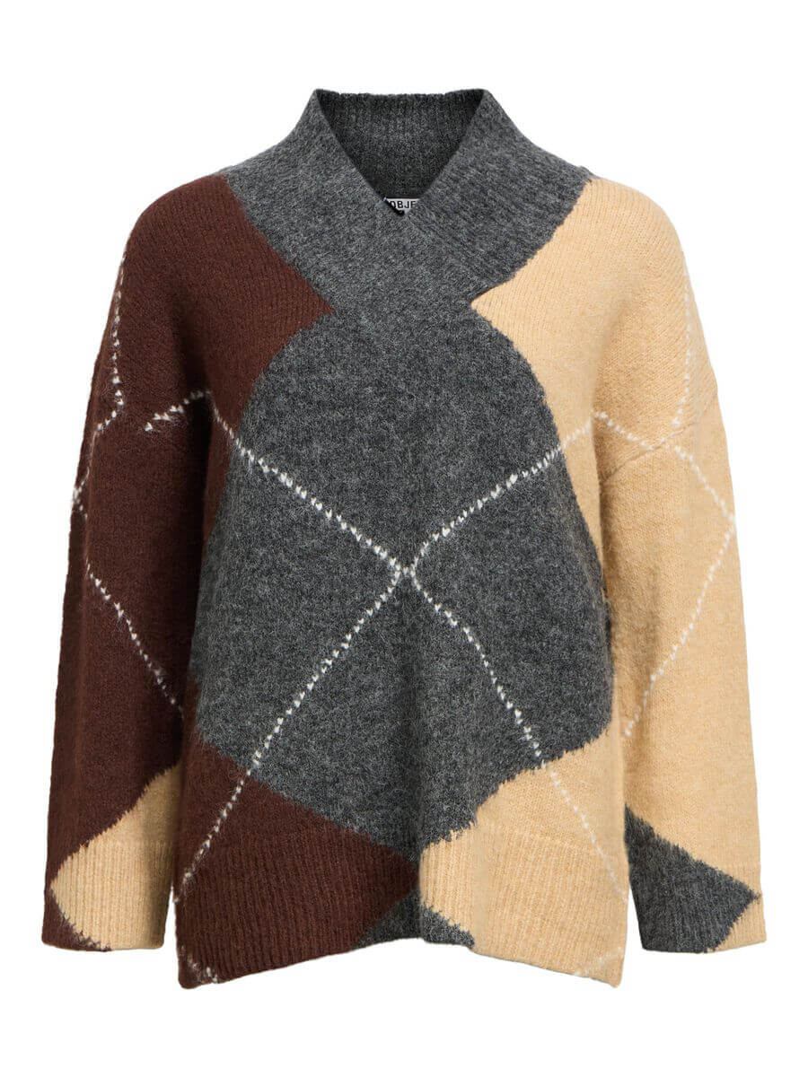 OBJECT Zena Argyle Knitted Jumper