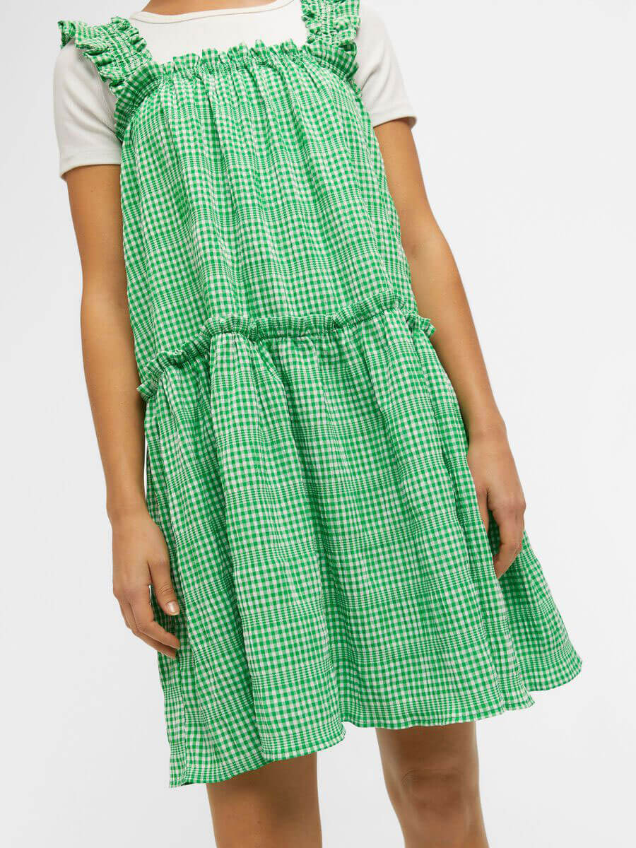 Object Azana Gingham Dress - Fern Green