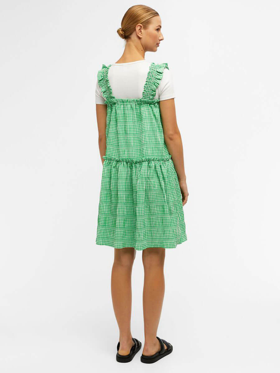 Object Azana Gingham Dress - Fern Green