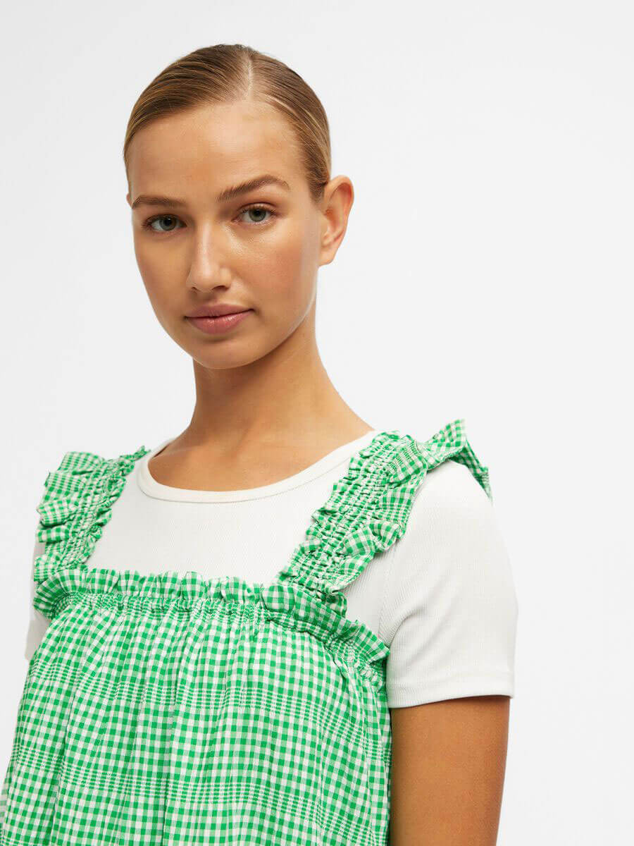 Object Azana Gingham Dress - Fern Green