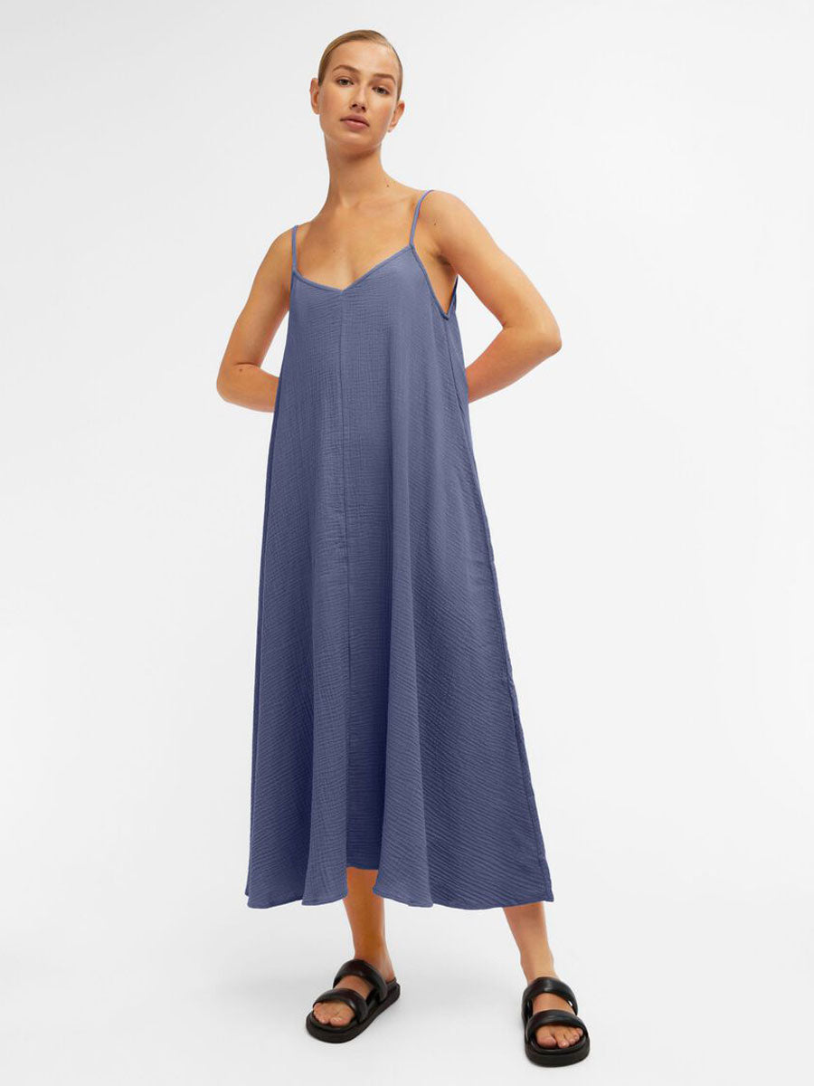 Object Carina Cotton Midi Dress - Blue Indigo