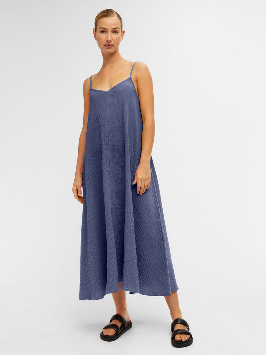 Object Carina Cotton Midi Dress - Blue Indigo