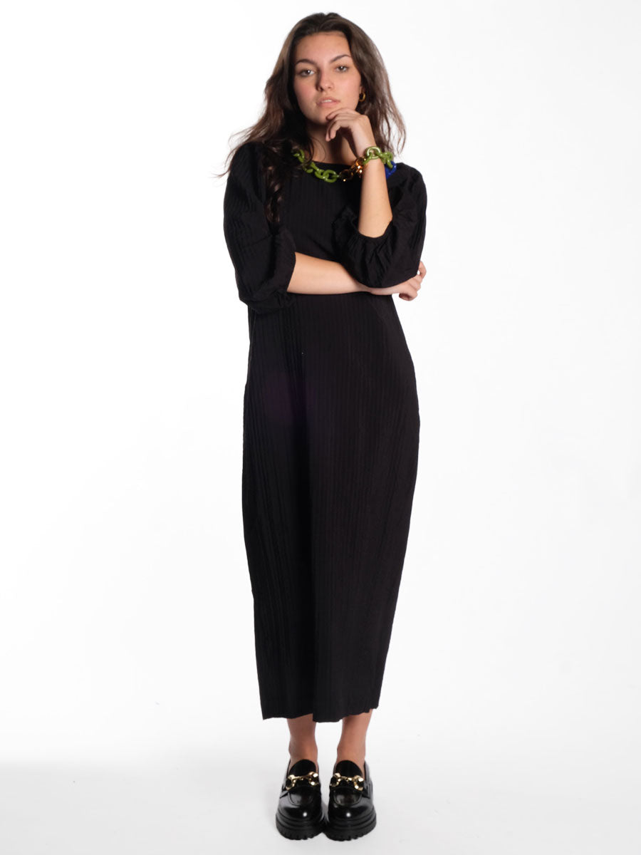 Object-Felicia-Crinkled-Midi-Dress-Black