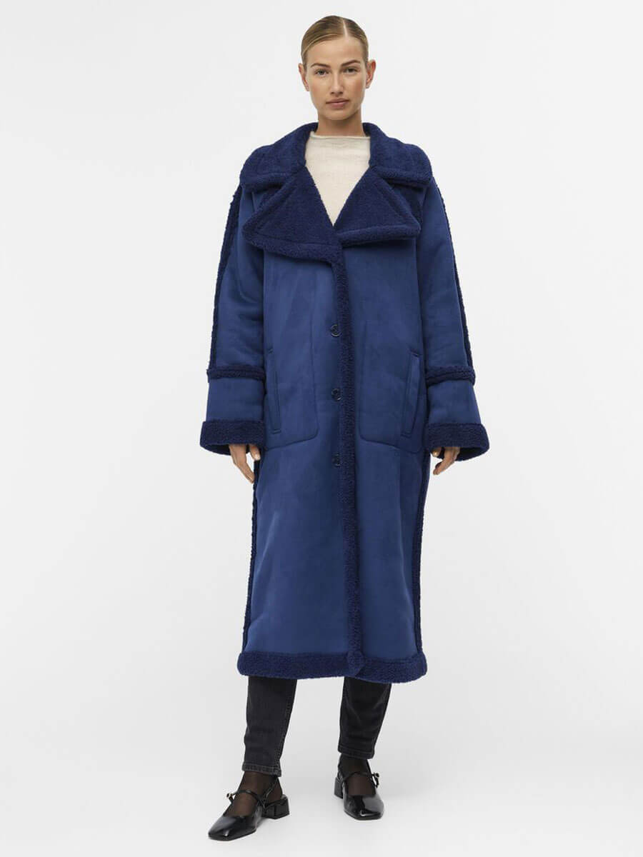 Object Khalesi Teddy-Lined Coat - Estate Blue