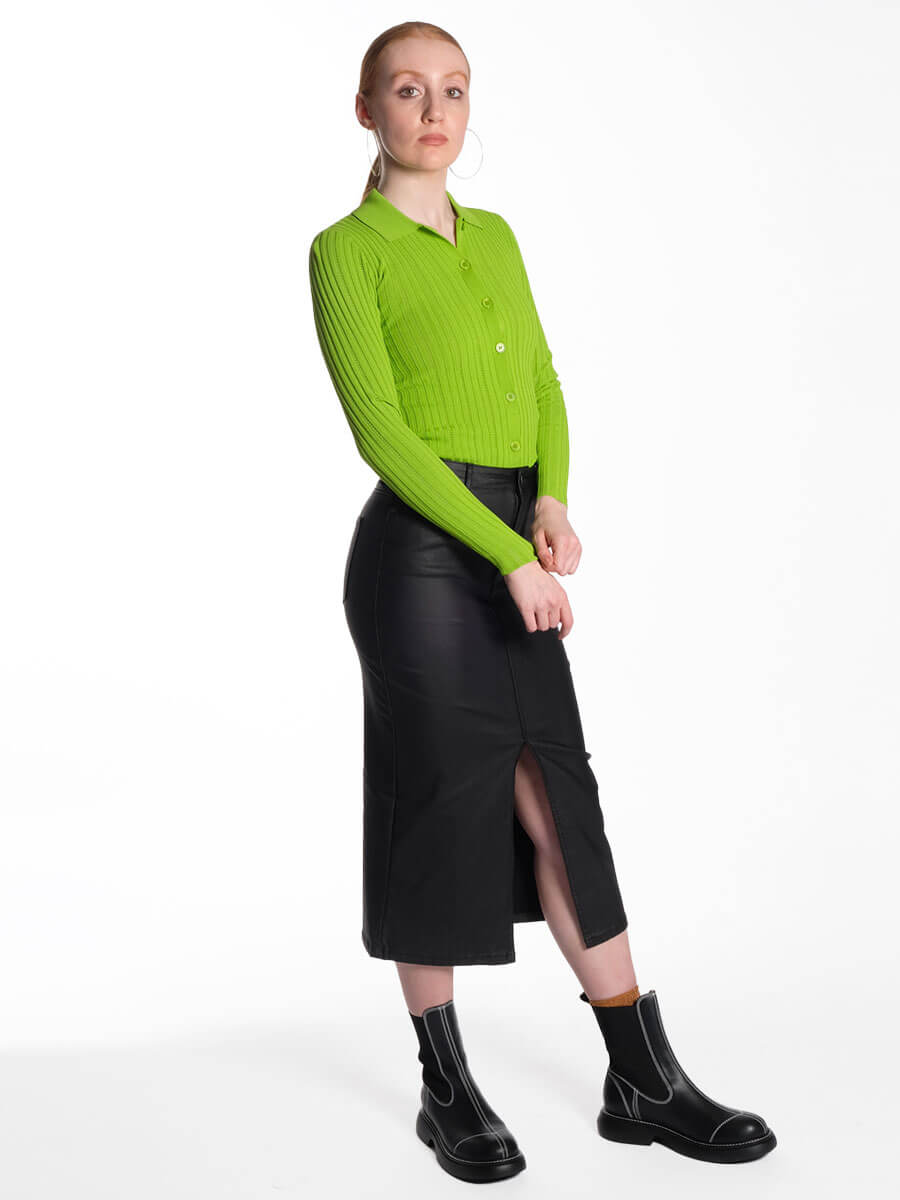 Object-Naya-Coated-Midi-Skirt-_-Samsoe-Samsoe-Lea-Cardigan-Macaw-Green