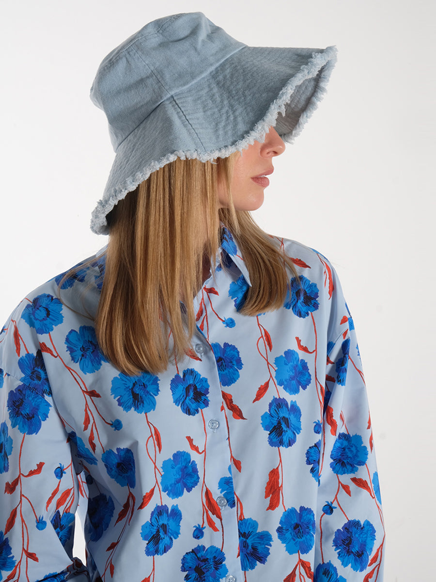 Object OBJLuana Denim Bucket Hat - Light Blue