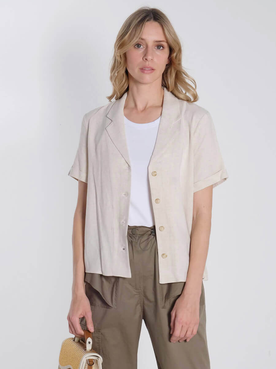 OBJSanne Short Sleeved Shirt - Sandshell