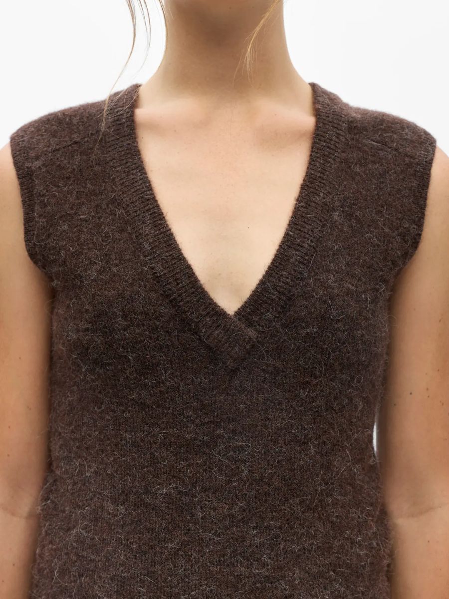 Object - Denisi Knit Vest - Seal Brown Melange