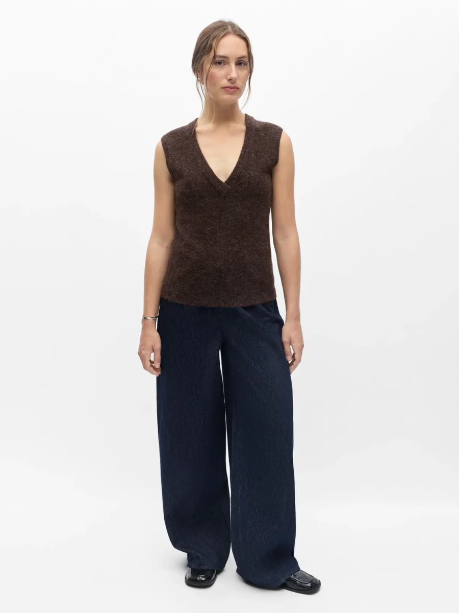 Object - Denisi Knit Vest - Seal Brown Melange