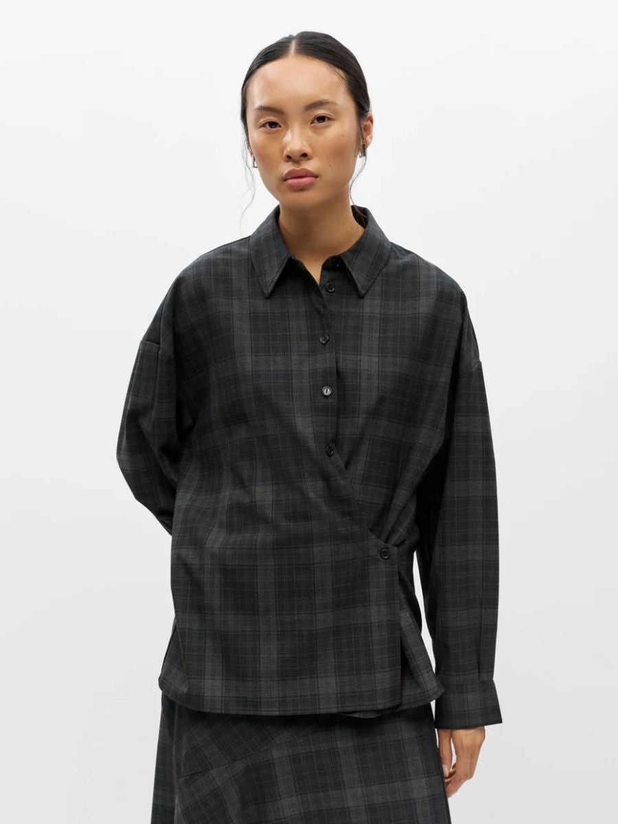 Object - Diena Shirt - Check Gun Metal