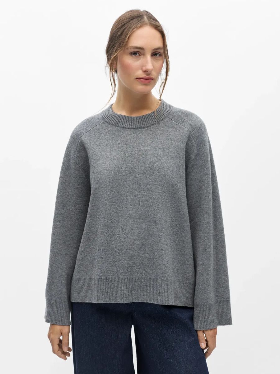 Object - Itone Knit Pullover - Medium Grey Melange