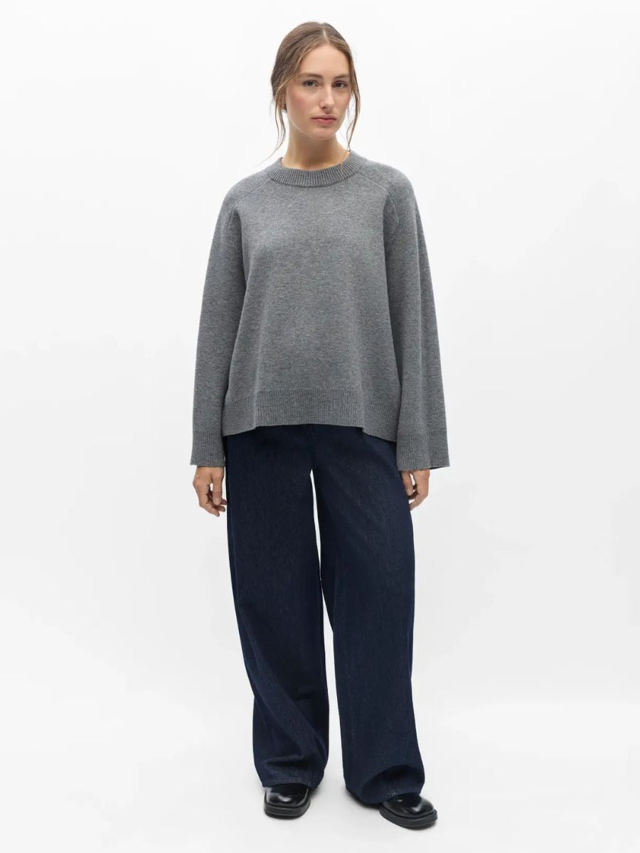 Object - Itone Knit Pullover - Medium Grey Melange