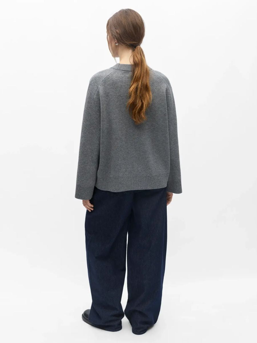 Object - Itone Knit Pullover - Medium Grey Melange