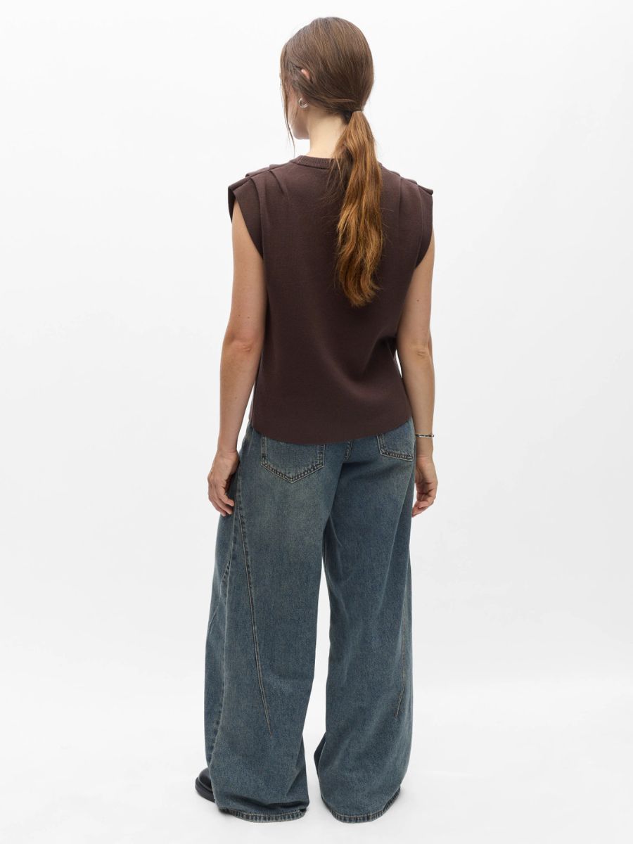 Object - Jolin Sleeveless Knit Top - Seal Brown