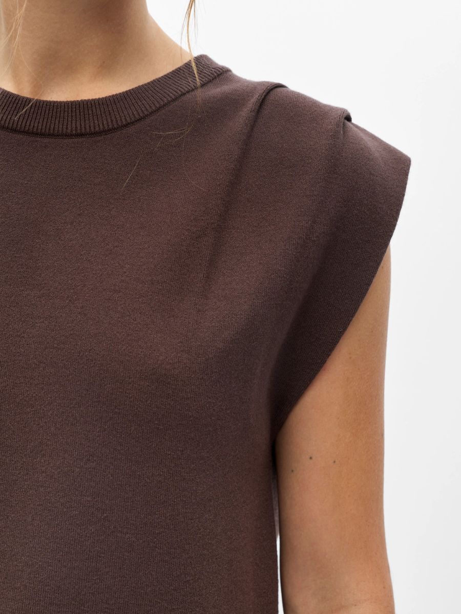 Object - Jolin Sleeveless Knit Top - Seal Brown