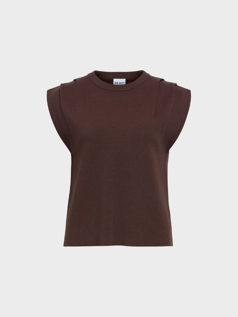 Object - Jolin Sleeveless Knit Top - Seal Brown