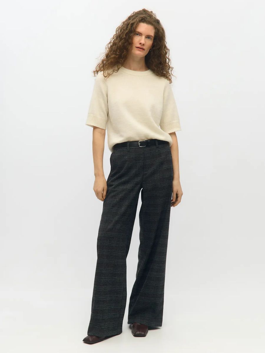 Object - Lisa Wide Pants - Dark Grey Melange