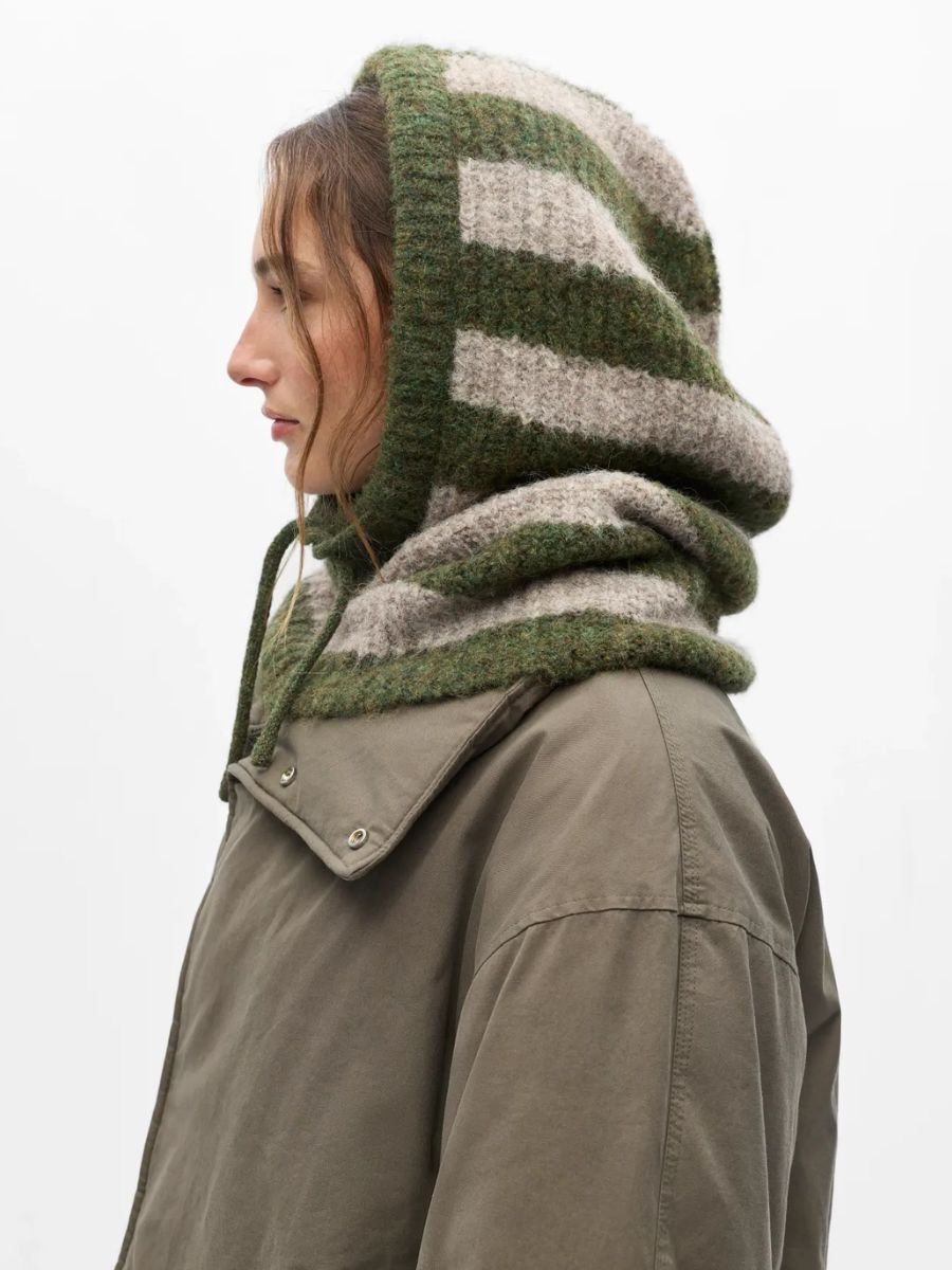 Object - Milu Knitted Balaclava - Green Stripe