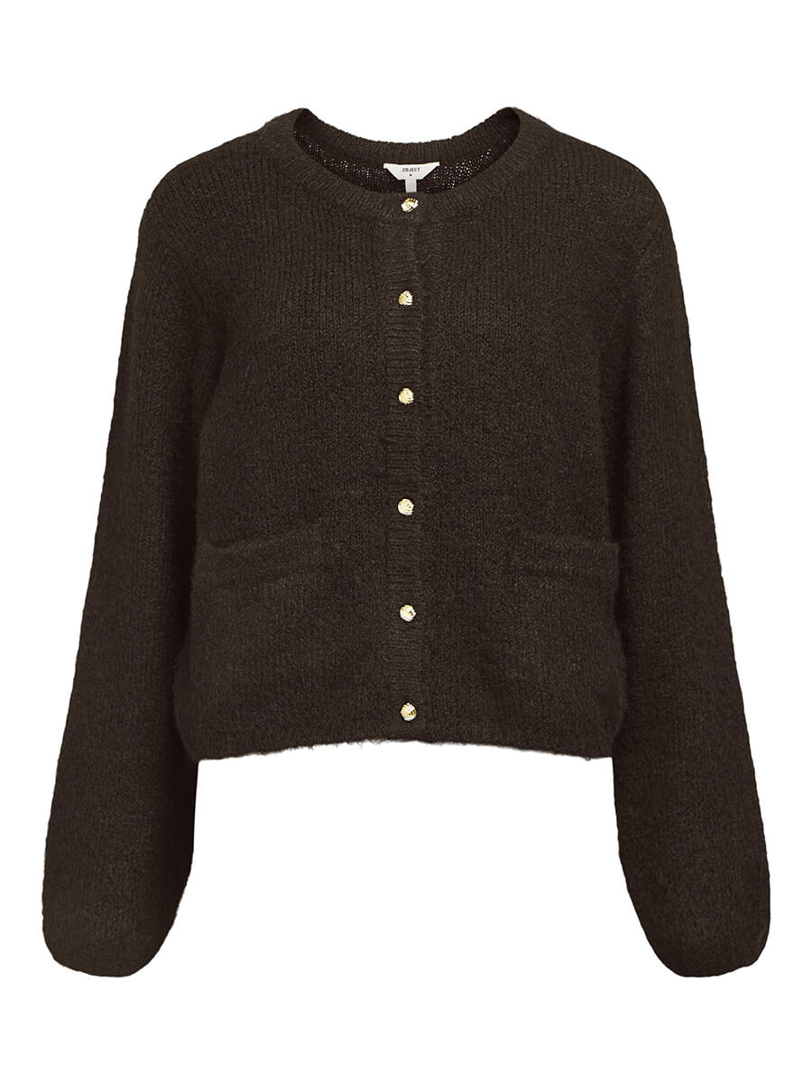 Object - Saggia Knitted Cardigan - Seal Brown