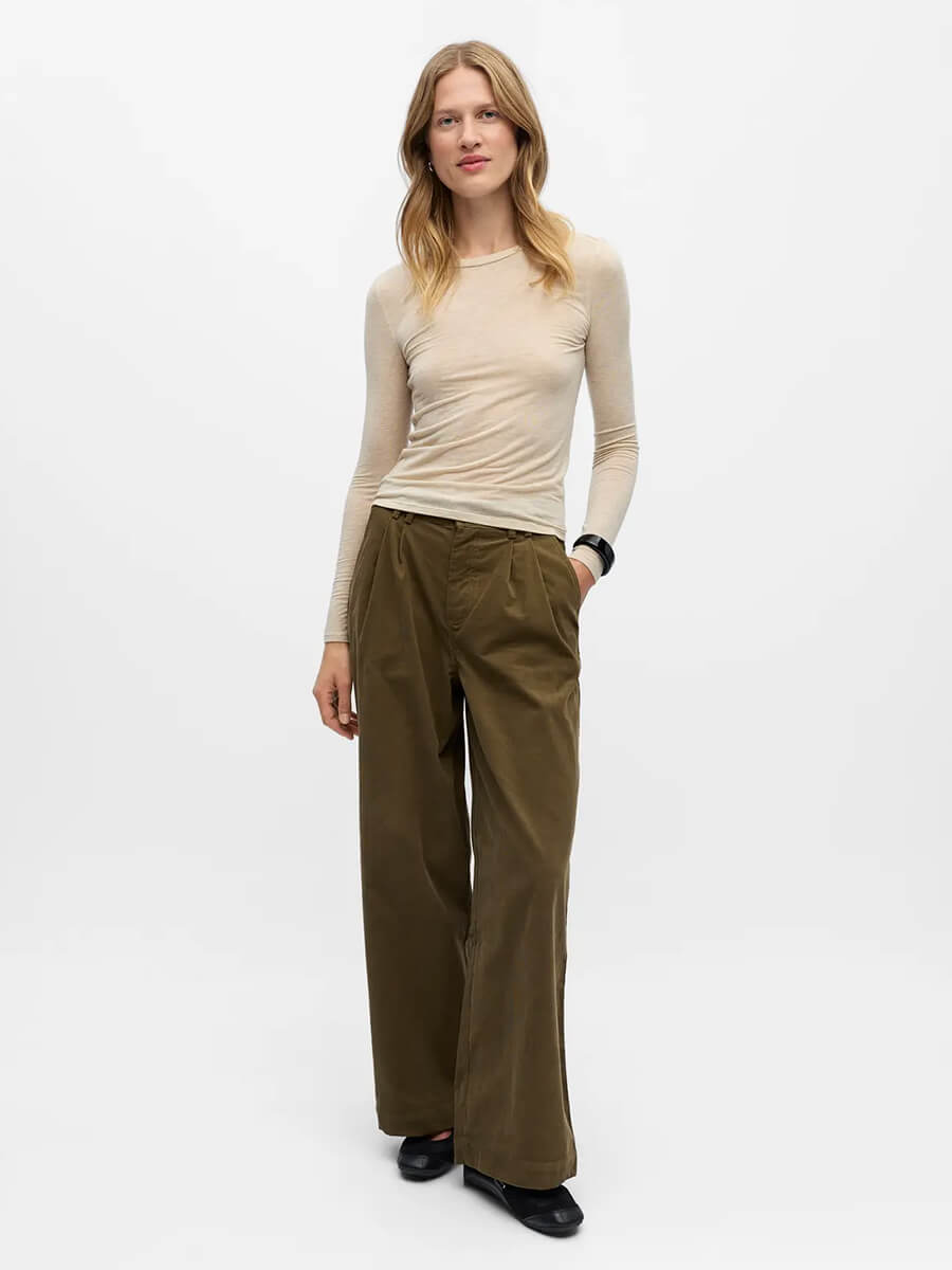 Object - Zofia Sli Long Sleeved Top - Sandshell Melange