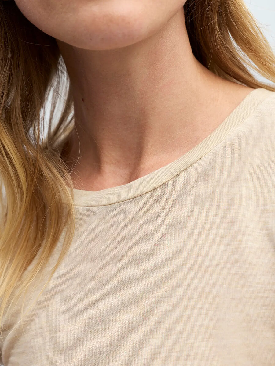 Object - Zofia Sli Long Sleeved Top - Sandshell Melange