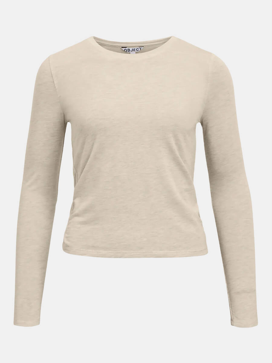 Object - Zofia Sli Long Sleeved Top - Sandshell Melange