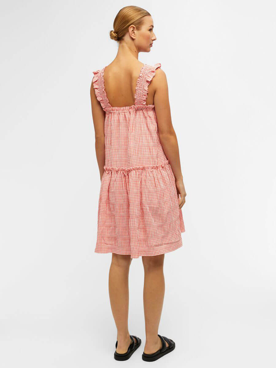 Oject Azana Gingham Dress - Hot Coral