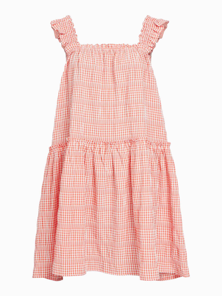 Oject Azana Gingham Dress - Hot Coral