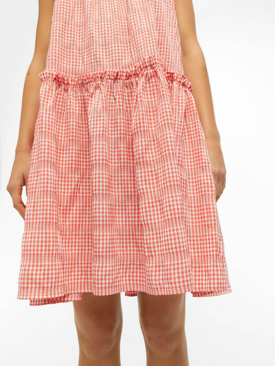 Oject Azana Gingham Dress - Hot Coral