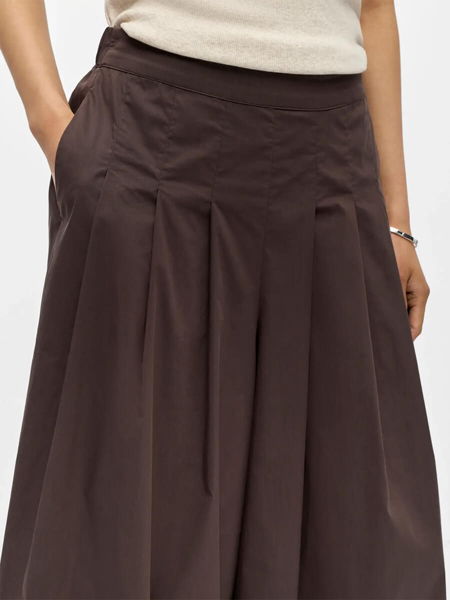 OBJECT
Paige Plisse Culotte Trousers - Seal Brown