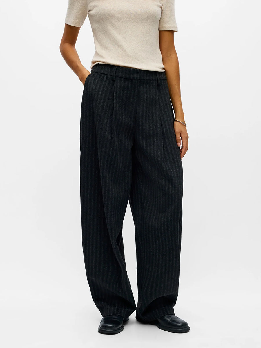 Object - Paola Barrel Pants - Black Gunmetal