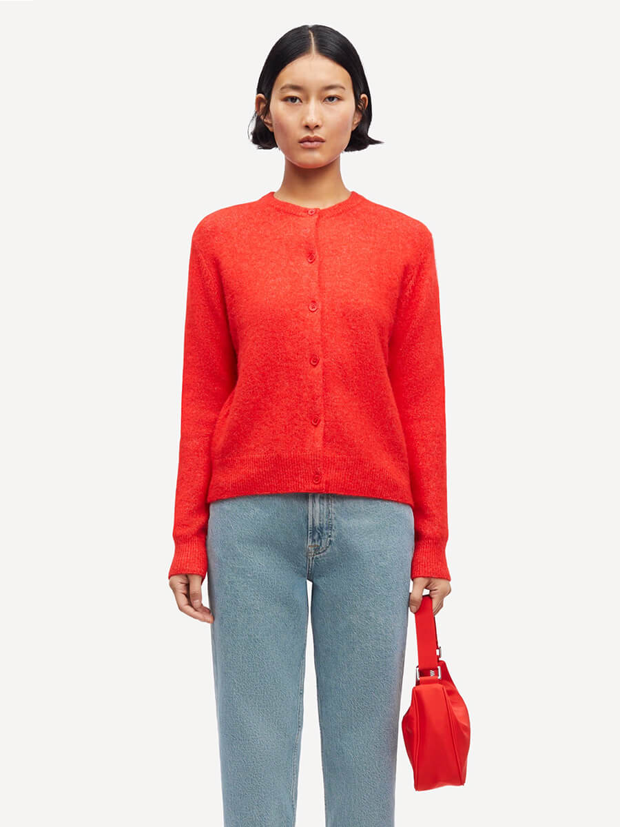 SAMSOE SAMSOE - Nor Short Cardigan - Flame Scarlet