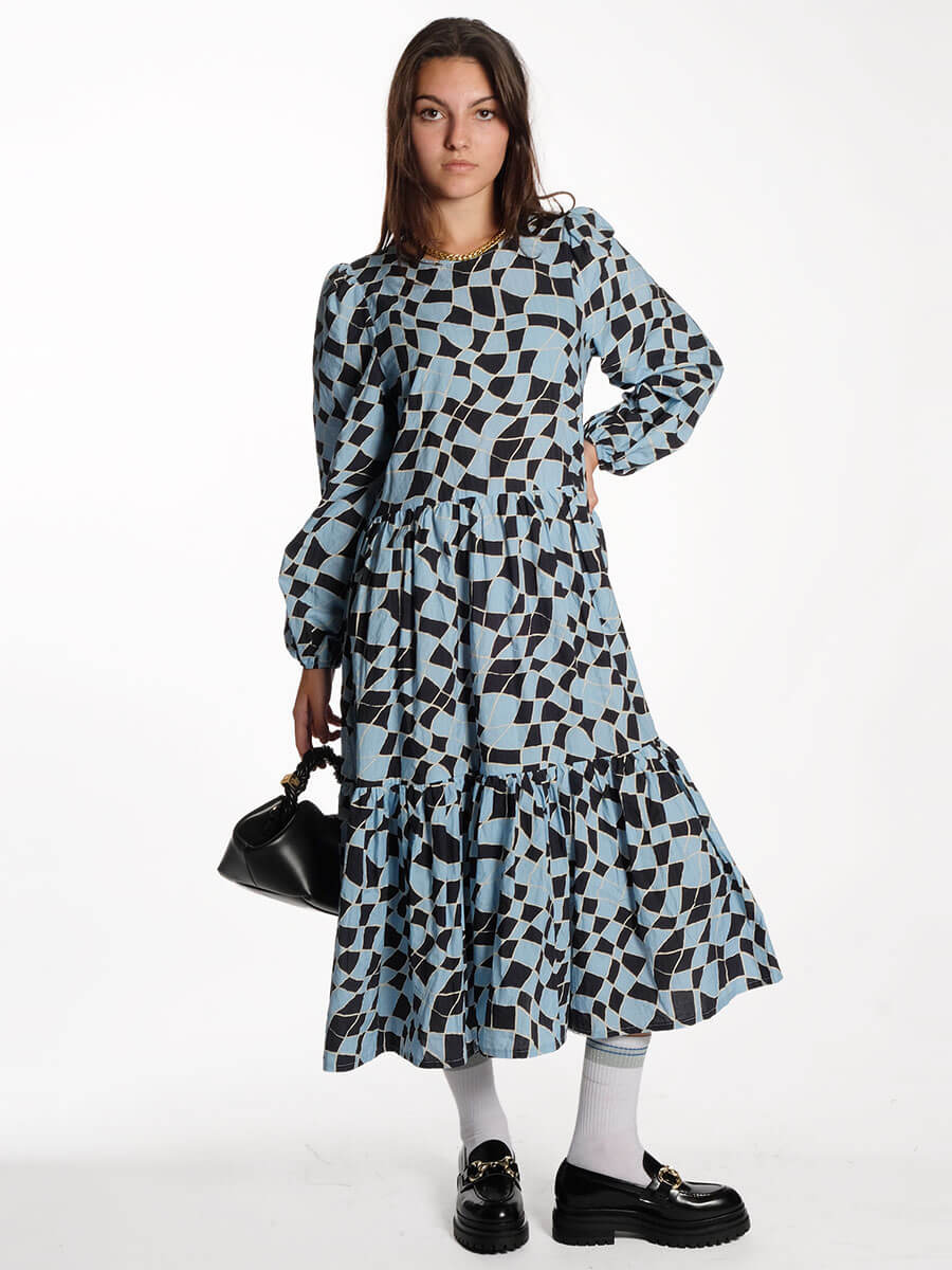 STELLA-NOVA--Midi-Cotton-Dress-with-All-Over-Print