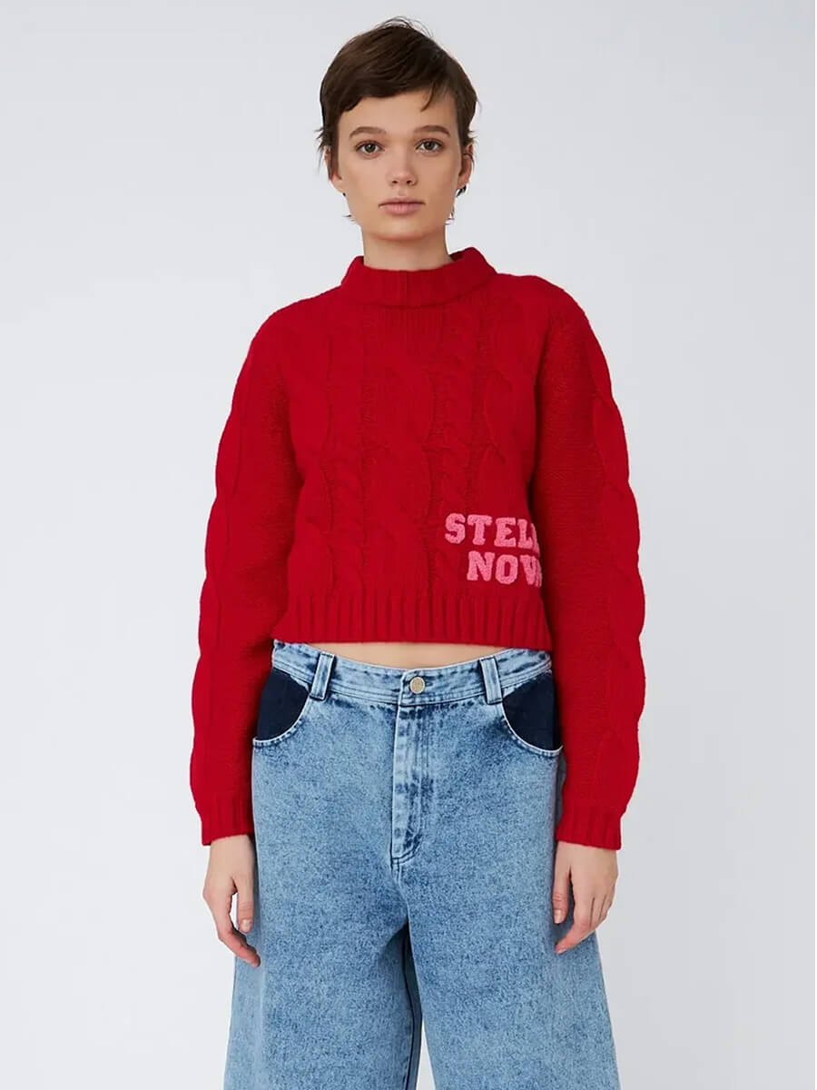 STELLA NOVA
Cropped Cable Knit - Deep Red