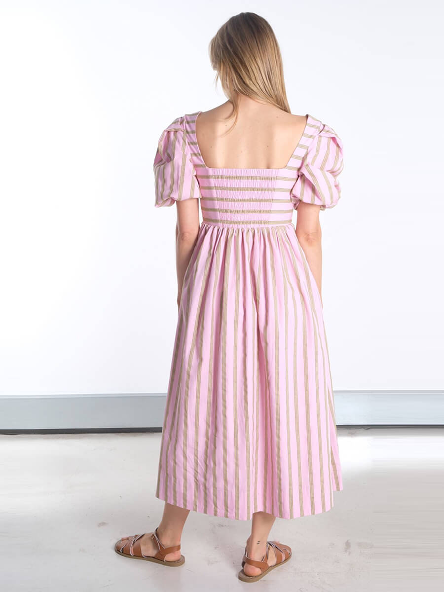 STINE GOYA
Blouson Sleeve Midi Dress - Wallpaper Stripes