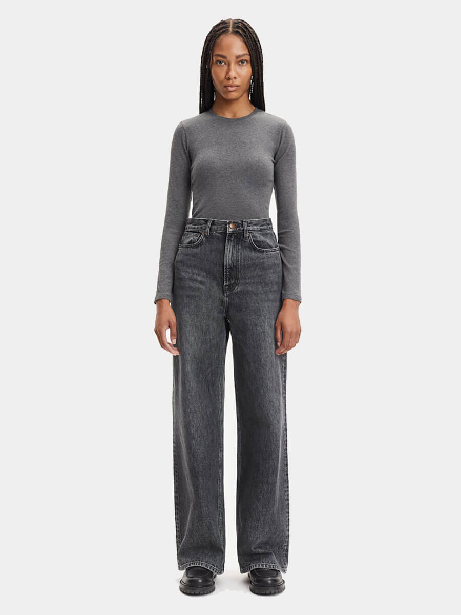 Samsoe Smasoe Alexa Long Sleeve Tee - Dark Grey Melange