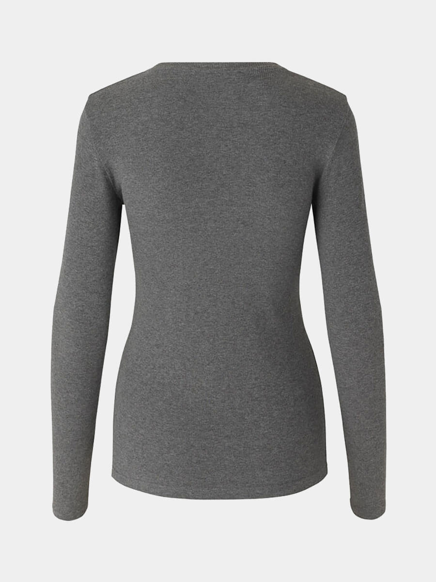 Samsoe Smasoe Alexa Long Sleeve Tee - Dark Grey Melange 