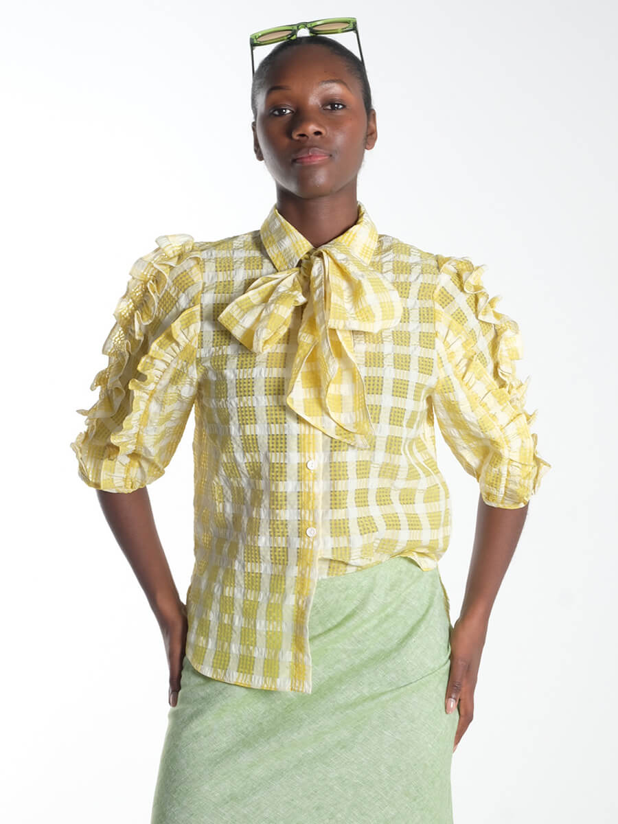 Samsoe Samsoe - Saagneta Long Skirt - Peridot Melange Stella Nova - Delicate Frill Shirt - Lovely Yellow